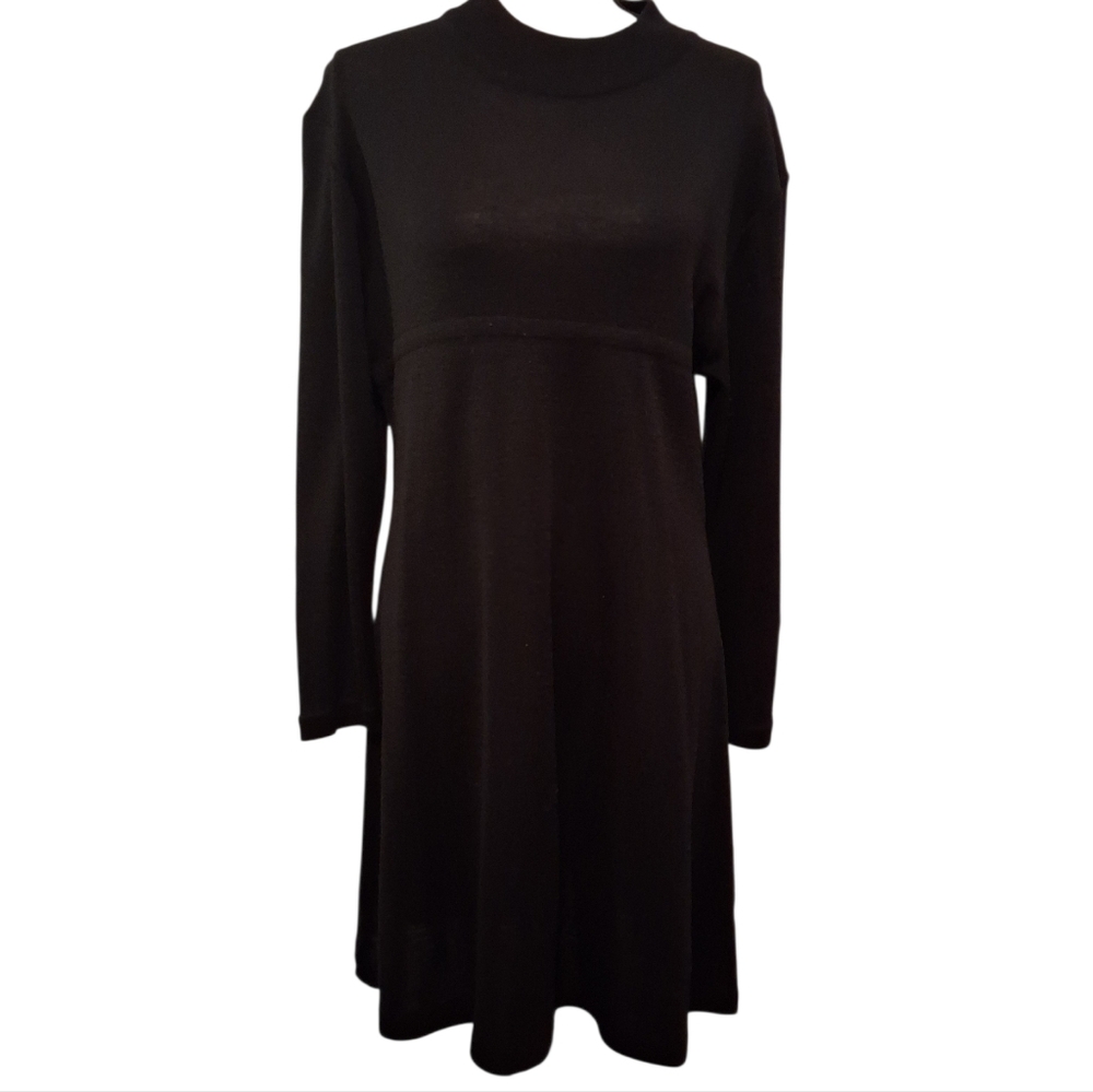High Neck Pullover Black Knit Sweater Dress. Size 12 M